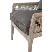 Essentials For Living Leone Club Chair~ Dark Dove Velvet, Natural Gray Oak, Cane