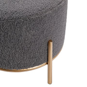 Crestview Collection Zanella Round Grey Sherpa Foot Stool Ottoman