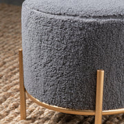 Crestview Collection Zanella Round Grey Sherpa Foot Stool Ottoman