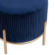 Crestview Collection Marley Round Navy Blue Velvet Foot Stool Ottoman