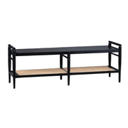Crestview Collection Port Royal Black Wood and Rattan Bench