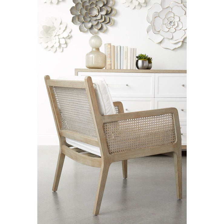 Essentials For Living Leone Club Chair ~ LiveSmart Peyton-Pearl, Natural Gray Oak, Cane