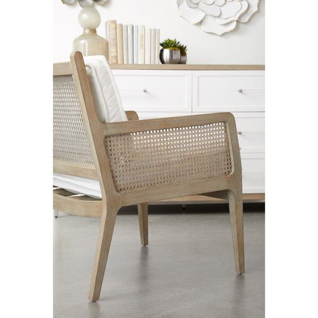 Essentials For Living Leone Club Chair ~ LiveSmart Peyton-Pearl, Natural Gray Oak, Cane