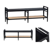 Crestview Collection Port Royal Black Wood and Rattan Bench