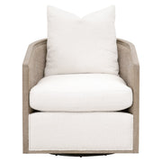 Essentials For Living McGuire Swivel Club Chair ~ LiveSmart Boucle-Snow, Natural Gray Oak & Cane