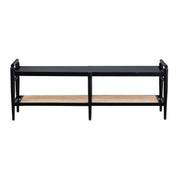 Crestview Collection Port Royal Black Wood and Rattan Bench
