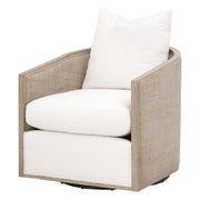 Essentials For Living McGuire Swivel Club Chair ~ LiveSmart Boucle-Snow, Natural Gray Oak & Cane
