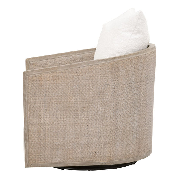 Essentials For Living McGuire Swivel Club Chair ~ LiveSmart Boucle-Snow, Natural Gray Oak & Cane