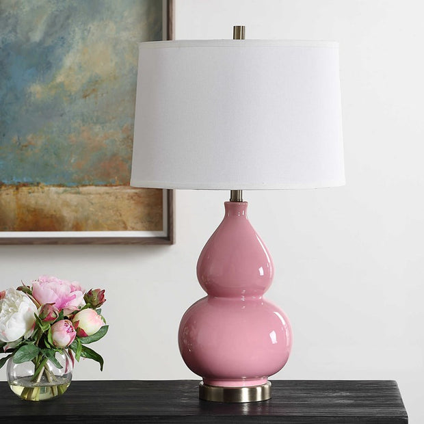 Casa Bella Living Bubblegum Pink Elegant Ceramic Table Lamp