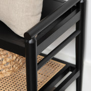 Crestview Collection Port Royal Black Wood and Rattan Bench