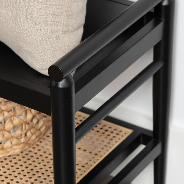 Crestview Collection Port Royal Black Wood and Rattan Bench