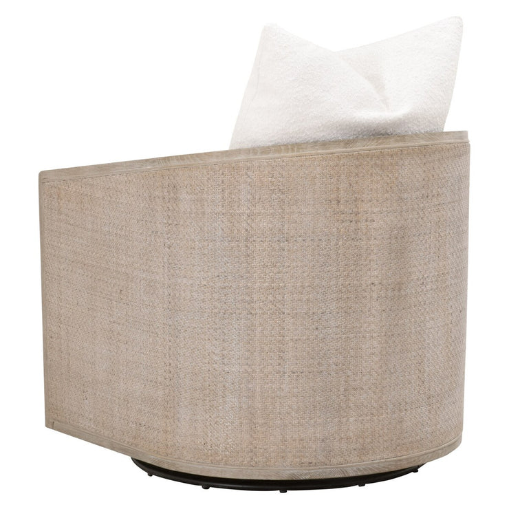 Essentials For Living McGuire Swivel Club Chair ~ LiveSmart Boucle-Snow, Natural Gray Oak & Cane