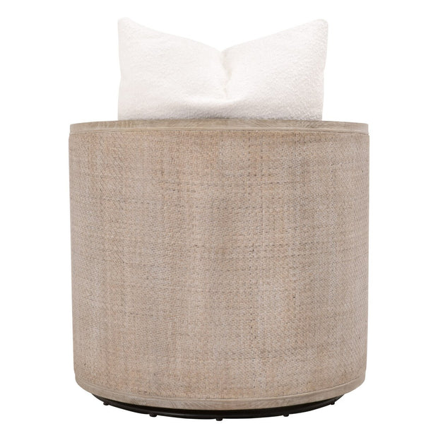 Essentials For Living McGuire Swivel Club Chair ~ LiveSmart Boucle-Snow, Natural Gray Oak & Cane