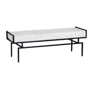 Crestview Collection Zara Black Iron Bench with White Cushioned Seat