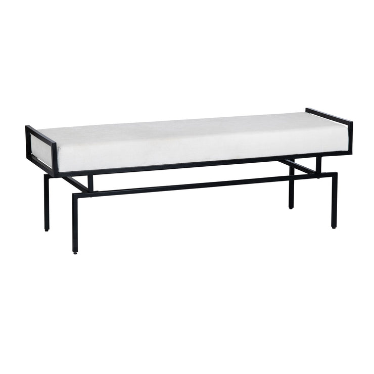 Crestview Collection Zara Black Iron Bench with White Cushioned Seat
