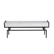 Crestview Collection Zara Black Iron Bench with White Cushioned Seat