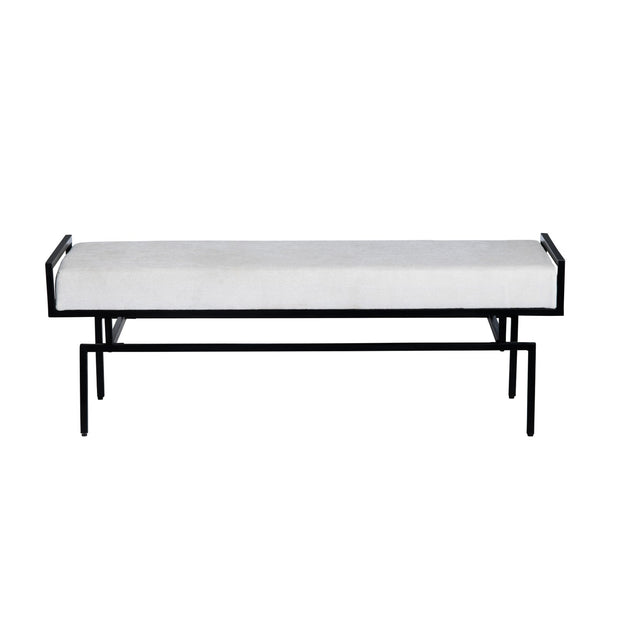 Crestview Collection Zara Black Iron Bench with White Cushioned Seat