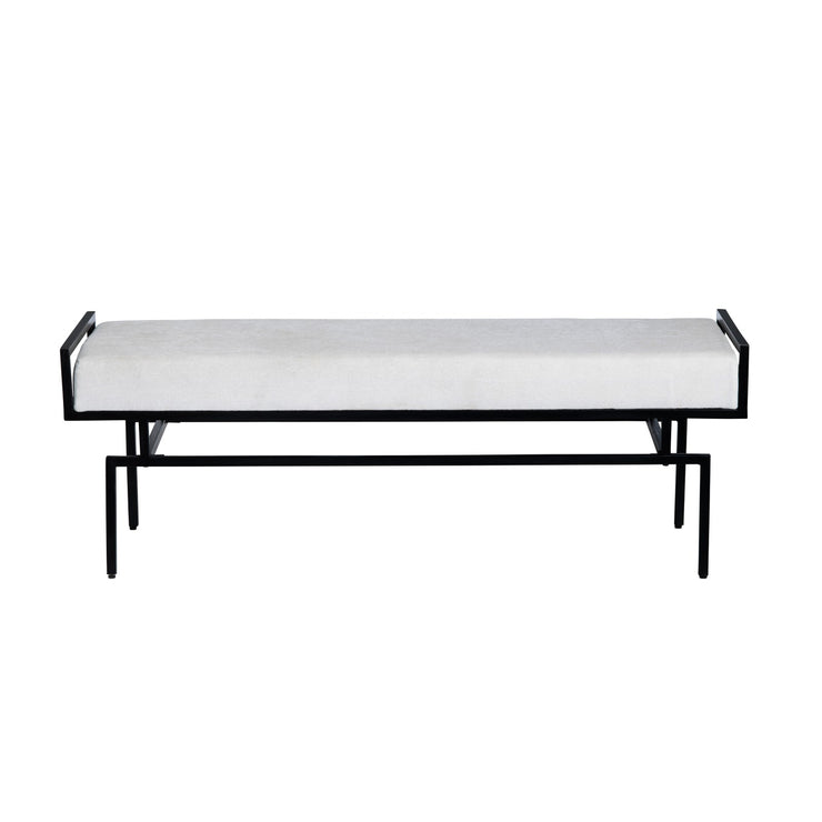 Crestview Collection Zara Black Iron Bench with White Cushioned Seat
