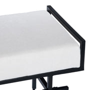 Crestview Collection Zara Black Iron Bench with White Cushioned Seat