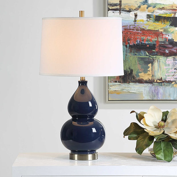 Casa Bella Living Rich Navy Blue Elegant Ceramic Table Lamp