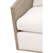 Essentials For Living McGuire Swivel Club Chair ~ LiveSmart Boucle-Snow, Natural Gray Oak & Cane