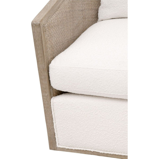 Essentials For Living McGuire Swivel Club Chair ~ LiveSmart Boucle-Snow, Natural Gray Oak & Cane