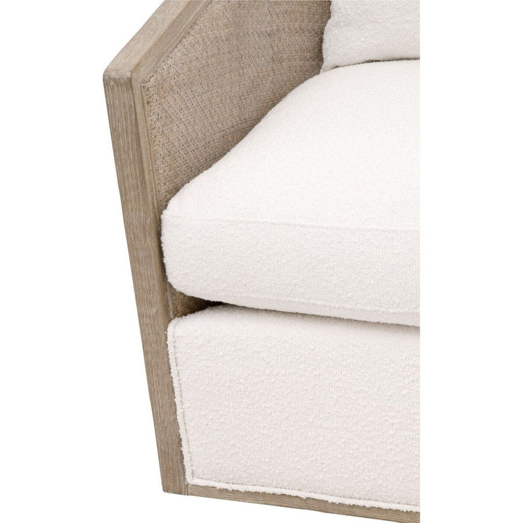 Essentials For Living McGuire Swivel Club Chair ~ LiveSmart Boucle-Snow, Natural Gray Oak & Cane