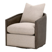 Essentials For Living McGuire Swivel Club Chair ~ LiveSmart Gellar-Jute, Matte Brown Oak & Cane