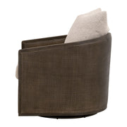 Essentials For Living McGuire Swivel Club Chair ~ LiveSmart Gellar-Jute, Matte Brown Oak & Cane