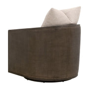 Essentials For Living McGuire Swivel Club Chair ~ LiveSmart Gellar-Jute, Matte Brown Oak & Cane