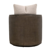 Essentials For Living McGuire Swivel Club Chair ~ LiveSmart Gellar-Jute, Matte Brown Oak & Cane