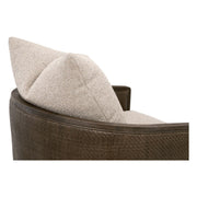 Essentials For Living McGuire Swivel Club Chair ~ LiveSmart Gellar-Jute, Matte Brown Oak & Cane