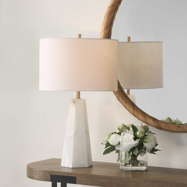 Casa Bella Living Hexagon Shaped Marble Accent Lamp