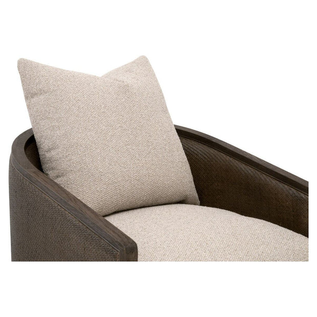 Essentials For Living McGuire Swivel Club Chair ~ LiveSmart Gellar-Jute, Matte Brown Oak & Cane