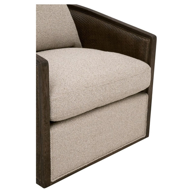 Essentials For Living McGuire Swivel Club Chair ~ LiveSmart Gellar-Jute, Matte Brown Oak & Cane