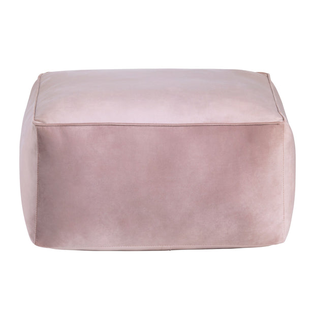 Crestview Collection Cerra Pink Velvet Square Foot Stool Pouf