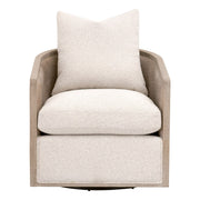 Essentials For Living McGuire Swivel Club Chair ~ LiveSmart Gellar-Linen, Natural Gray Oak & Cane