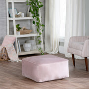Crestview Collection Cerra Pink Velvet Square Foot Stool Pouf
