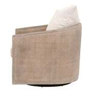 Essentials For Living McGuire Swivel Club Chair ~ LiveSmart Gellar-Linen, Natural Gray Oak & Cane