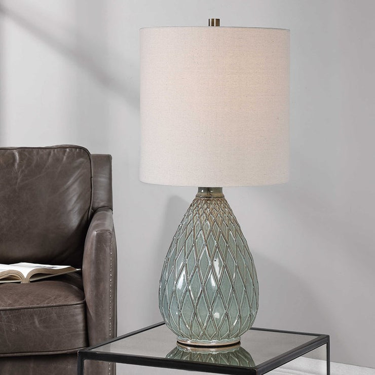 Casa Bella Living Rust Aqua Color Fire Glazed Ceramic Lamp