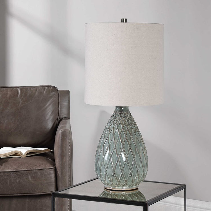 Casa Bella Living Rust Aqua Color Fire Glazed Ceramic Lamp