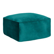 Crestview Collection Cerra Jade Green Velvet Square Foot Stool Pouf