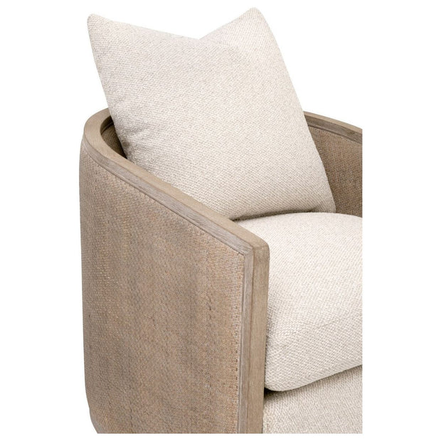 Essentials For Living McGuire Swivel Club Chair ~ LiveSmart Gellar-Linen, Natural Gray Oak & Cane