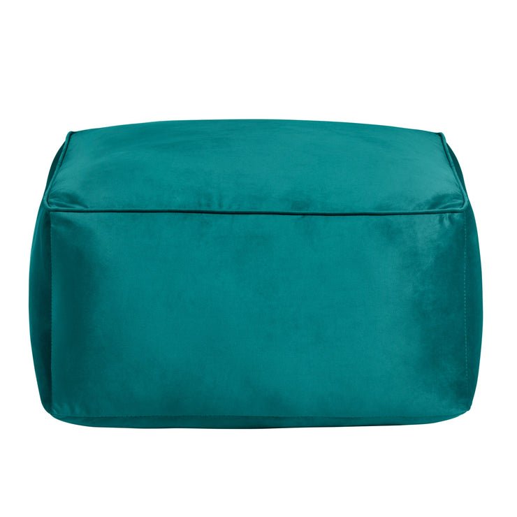 Crestview Collection Cerra Jade Green Velvet Square Foot Stool Pouf