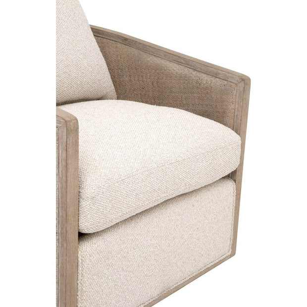 Essentials For Living McGuire Swivel Club Chair ~ LiveSmart Gellar-Linen, Natural Gray Oak & Cane