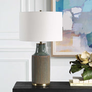 Casa Bella Living Blueish Green With Rust Undertones Table Lamp