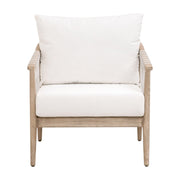 Essentials For Living Pacific Club Chair ~ White Speckle Flat Rope, LiveSmart Peyton-Pearl, Natural Gray Mahogany