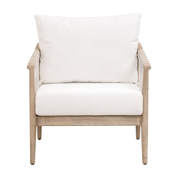 Essentials For Living Pacific Club Chair ~ White Speckle Flat Rope, LiveSmart Peyton-Pearl, Natural Gray Mahogany