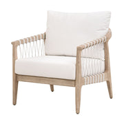 Essentials For Living Pacific Club Chair ~ White Speckle Flat Rope, LiveSmart Peyton-Pearl, Natural Gray Mahogany