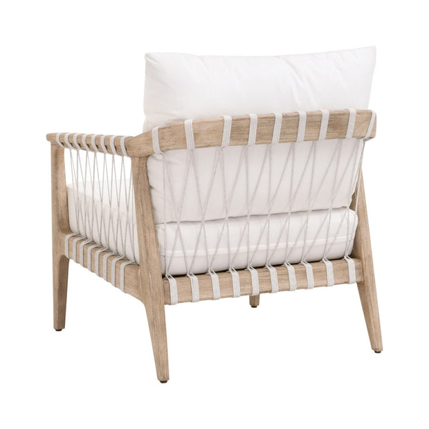 Essentials For Living Pacific Club Chair ~ White Speckle Flat Rope, LiveSmart Peyton-Pearl, Natural Gray Mahogany